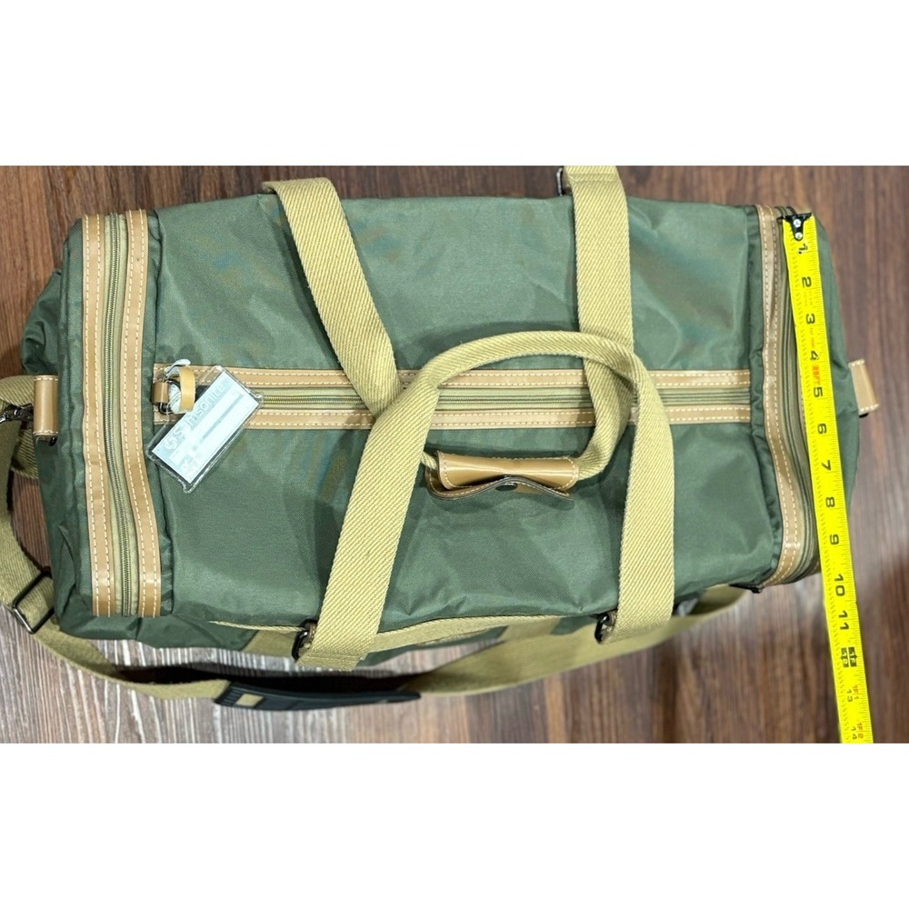 Samsonite‎ Green Tan Canvas Duffle Bag Heavy Duty Gym Travel Luggage - Picture 5 of 16